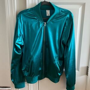 EUC Weissman teal zip up bomber jacket - size LA (large adult) - fits like 6/8